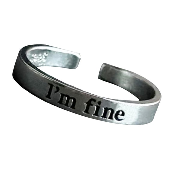 Unique I'm Fine Save Me Alloy Ring Representing Strength and Light Finger Ring