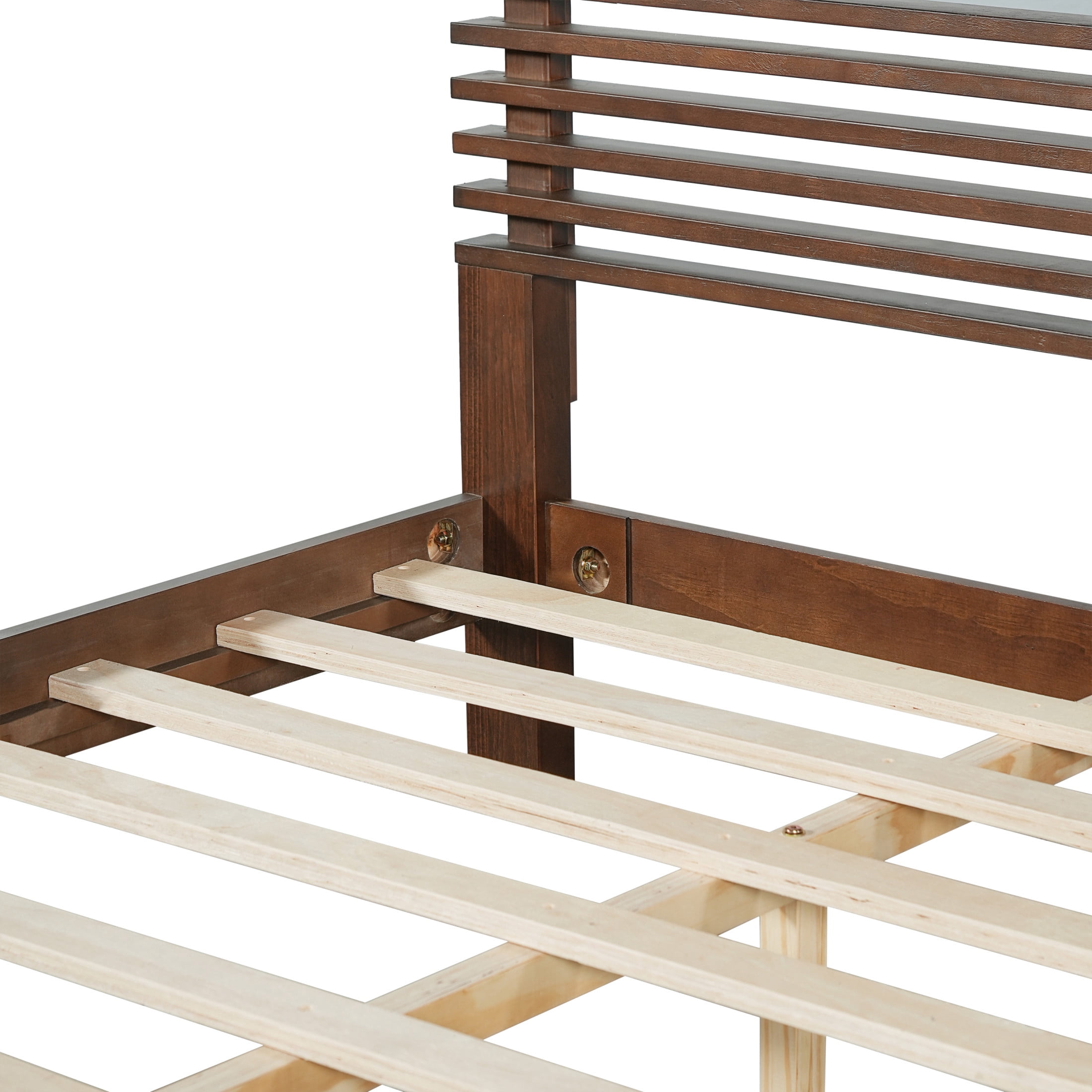 Christopher Knight Home King Wood Bed Frame with 2 Nightstands, Slatted Headboard Design, Walnut