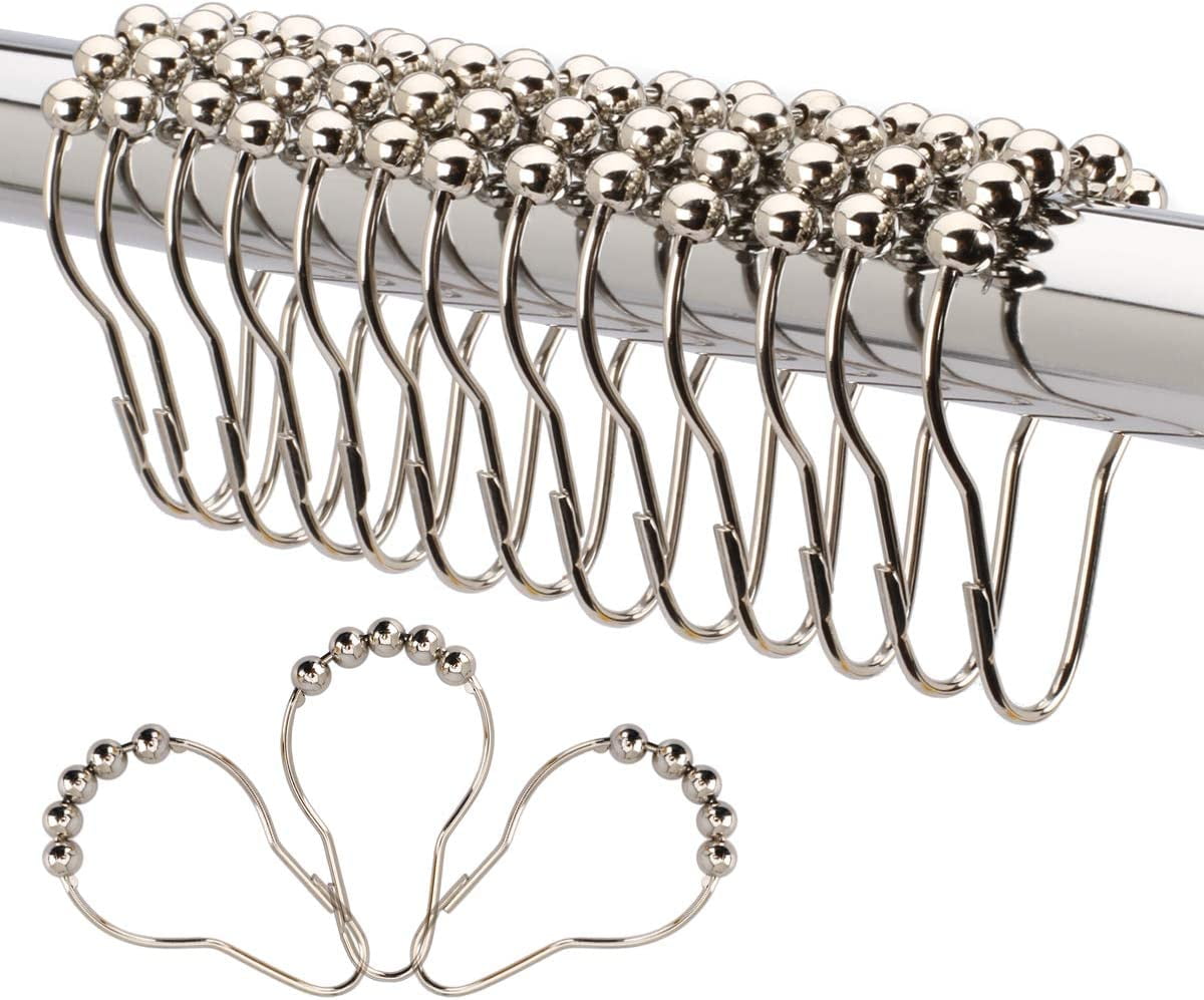 2Lbdepot Shower Curtain Rings Hooks - Polished Nickel Finish - Premium 188 | 13