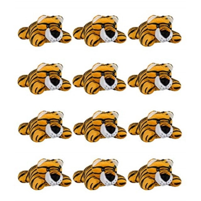 Wildlife Tree 12 Pack Tiger Mini 4 Inch Small Stuffed Animals, Bulk