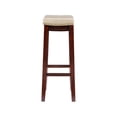 thumbnail image 4 of Linon Claridge Backless Wood Bar Stool, 32" Seat Height, Dark Brown Finish with Beige Fauz Leather Fabric, 4 of 16