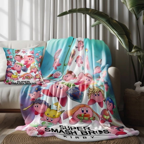 Throw Blanket and Pillowcase Set For Super Smash Bros Thin Bed Couch Decor Kids Adult Nap Micro Fleece Fuzzy Blankets Bedroom Car All Season Birthday Gifts 30×40 inch