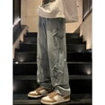 thumbnail image 6 of GYRATEDREAM Boy's Pull On Jeans Cute Star Baggy Denim Pants Elastic Waist Straight Wide Leg Jeans Trousers for Teen Boys 8-16Y, 6 of 7