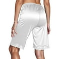 thumbnail image 2 of KKBOTIVE Women Culotte Half Satin Pettipants Under Dresses Lace Trim Pants Elastic Waist Liner Shorts, White Size: L, 2 of 4
