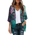 thumbnail image 2 of HCYSFG Womens Floral Print Kimono Cardigan Open Front Short Sleeve Lightweight Sheer Loose Fit Beach Cover Up Summer Layering Tops, 2 of 5