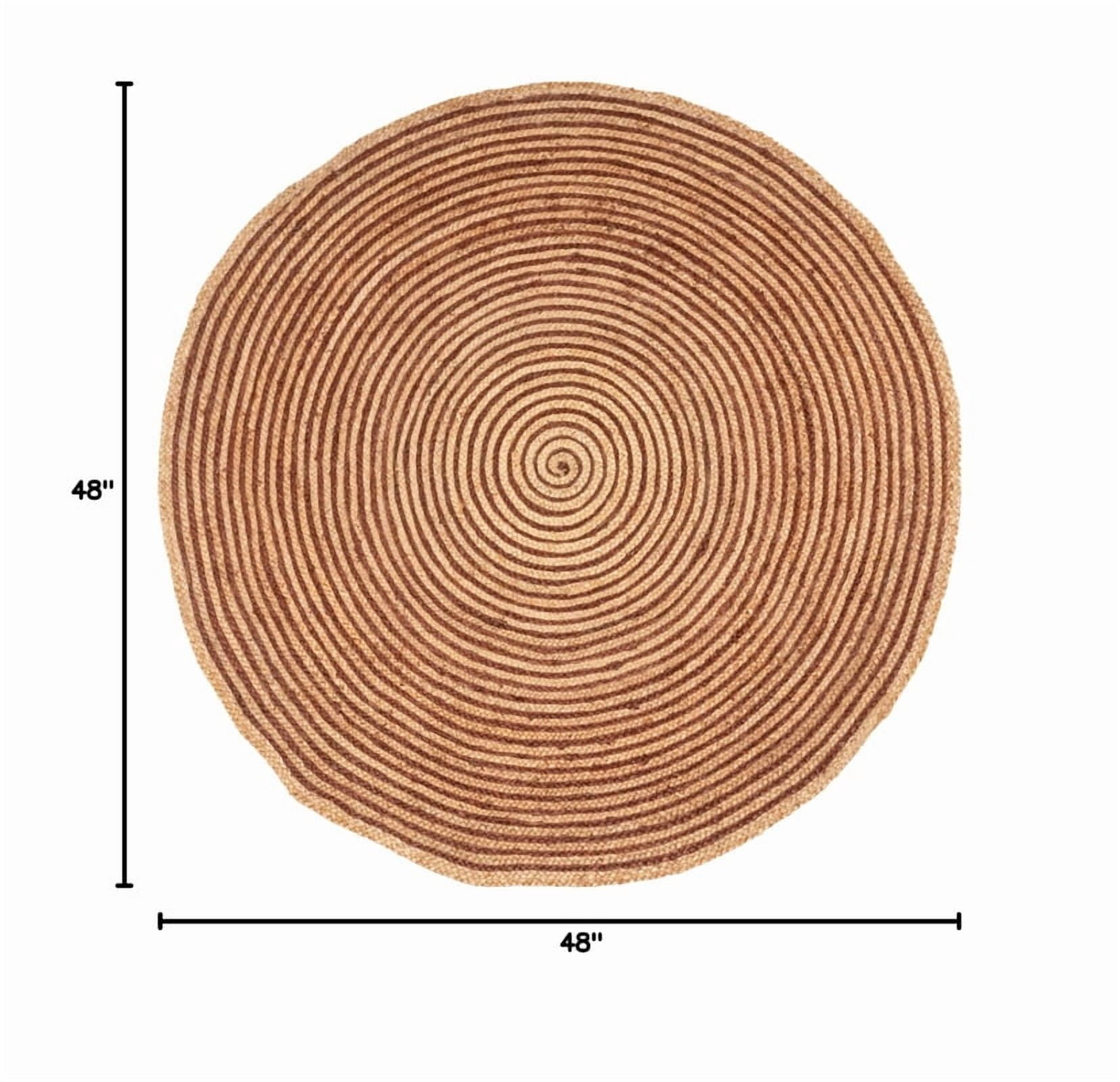 Jute Round Natural Braided Reversible Area Rug , Eco Friendly Rustic Farmhouse Boho Carpet for Living Room, Bedroom, Kitchen, Dining, Coffee, 4 FT