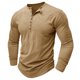thumbnail image 2 of Blusas y camisas de manga larga con cuello redondo para hombre, blusas casuales de moda de color liso de manga larga, blusas transpirables para hombre, 2 of 7