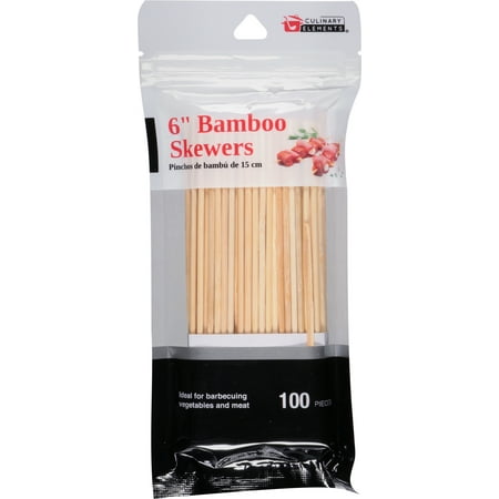 

GOOD LIVING 6-Inch Eco-Friendly Bamboo Skewers for Kebabs and Appetizers: 1 Pack Set of 100