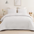 thumbnail image 3 of Whale Flotilla Twin Quilt Set, Soft Lightweight Quilts Bedspreads Coverlet with Embossed Pattern, Bedding Sets with Pillow Sham, Reversible Bed Cover for All Seasons, 68x88 Inches, White, 3 of 10