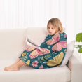 thumbnail image 4 of Pink Butterfly Rose Daisy Green Pattern Blanket Hoodies for Kids 6-13YR Oversize Wearable Blanket Hoodies for Boys Girls Teens, 4 of 7