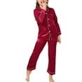 thumbnail image 4 of WIBACKER 3-14T Pajamas Set for Kid Baby Boy Girl Long Sleeve Button Down Silk Sleepwear Loungewear Set Gifts, 4 of 9