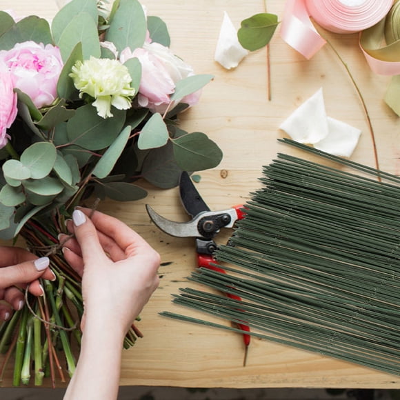 OUNONA 100pcs Floral Supplies With Flower Rods Green Iron Floral Arrangements For Crafting