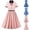 Pink Womens Dresses, variant on Summer kttectoa Lapel Collar Short Sleeve Dress for Ladies Button Bow Retro Tunic Dress with Belt Color Block Print Dresses Formal Dresses for Women Comfy Dress for Holiday Party