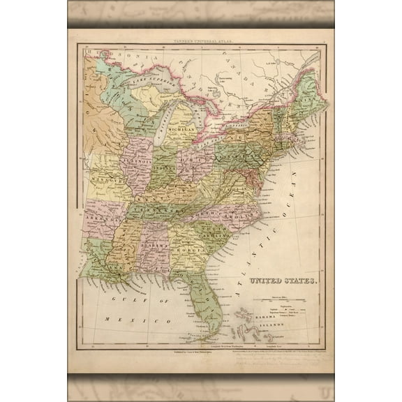 24"x36" Gallery Poster, map of United States 1844