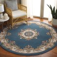thumbnail image 2 of SAFAVIEH Aubusson Albus Medallion Area Rug, Blue/Ivory, 6' x 6' Round, 2 of 10