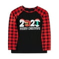 thumbnail image 5 of Sinhoon Matching Family Pajamas Sets 2021 Christmas Outfits Letter Print Plaid Top Long Pants For for Dad Mom Kids(Mom-M), 5 of 7