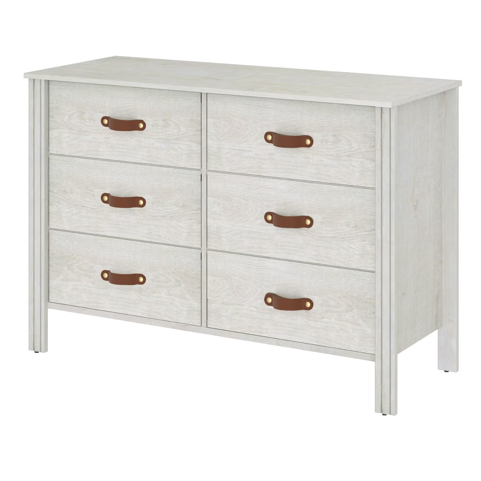 WAMPAT 6-Drawer Kids Dresser, Lightweight Fabric Storage Organizer for Baby Clothes, Nursery & Bedroom Furniture, White Chest of Drawers with Easy Assembly