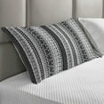 thumbnail image 2 of Prehistoric Quilted Pillowcover, Black and White Tribal Motifs Pattern Native Geometric Borders Design, Standard King Size Accent Pillow Cover for Bedroom, 36" x 20", Black White, by Ambesonne, 2 of 2