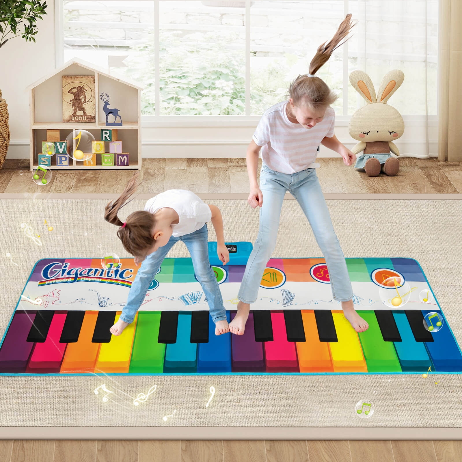 Costway 6 FT Floor Piano Mat Giant Piano Keyboard Dance Mat with 24 Keys for 3+ Years Old