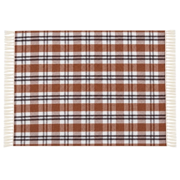 Texas Halloween Plaid Doormat 39 x 59 Inch Farmhouse Entry Mat Weather Resistant Non-Slip Layering Piece Brown and White Entryway Welcome Rug Autumn Indoor Outdoor Spooky Season Decor