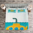 thumbnail image 3 of Ambesonne Yellow Submarine Quilted Bedspread Set 3 Pcs, Bubbles on Sea, King Size, Earth Yellow Pale Blue, 3 of 3
