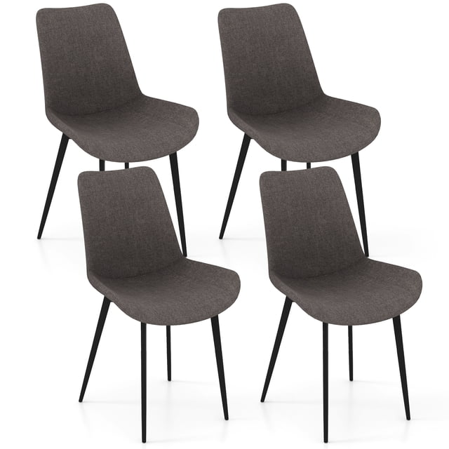 Gymax Dining Chair Set of 4 w/ Metal Legs Padded Seats & Backs for Dining Room Gray