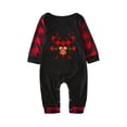 thumbnail image 3 of Odeerbi Christmas Pajamas for Family Holiday Plaid Long Sleeve Family Christmas Pajamas Matching Sets Infant Casual Plaid Print Tops Pants Set Two-Piece Sleepwear Xmas PJs Set Black, 3 of 6