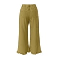 thumbnail image 6 of Axiiglly Wide Leg Jeans for Women Trendy Ruffled Hem Button Zipper High Waisted Straight Leg Baggy Jeans Casual Loose Denim Pants with Pockets S-3XL, 6 of 8