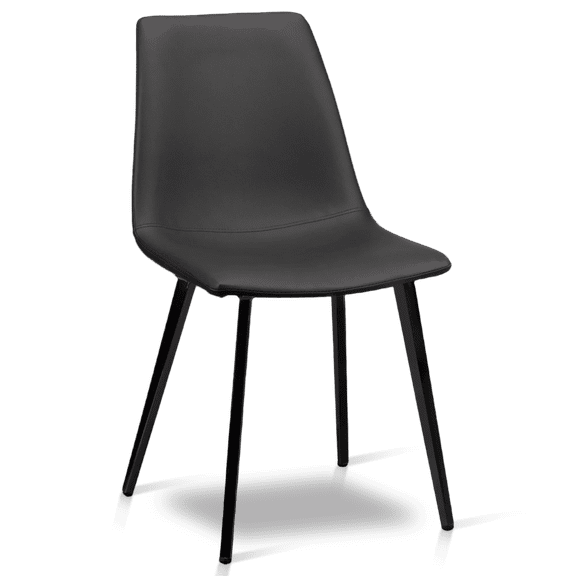 Bouclair Black Faux Leather and Metal Dining Chair