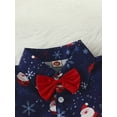thumbnail image 6 of Suealasg Kids Boys Christmas Gentleman Suits 9M 1T 2T 3T 4T 5T Little Boys Short Sleeve Bow Santa Claus Print Shirt Elastic Waist Shorts Christmas-themed Clothing for Toddler Boys, 6 of 9