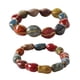 thumbnail image 1 of Paquete de 2 pulseras de cerámica coloridas, estilo étnico simple, variedad de formas, cadena de mano elástica para mujeres y niñas, 1 of 5