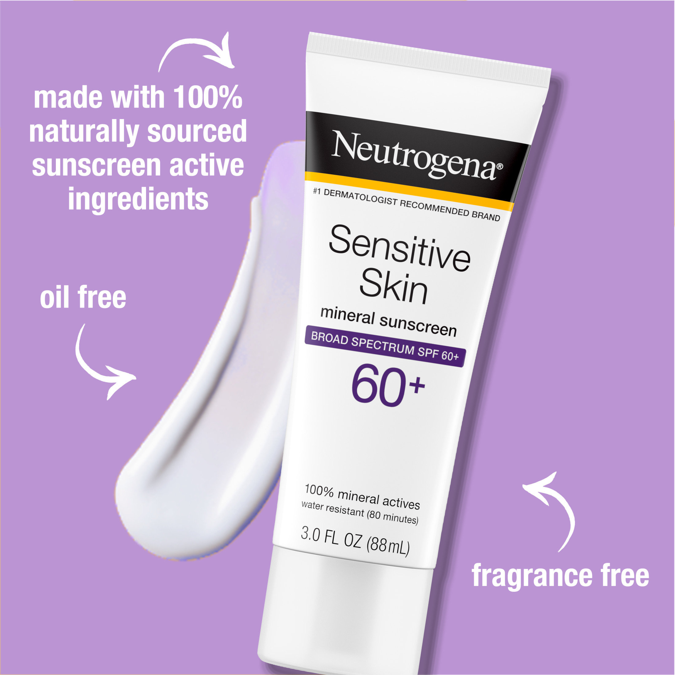 Neutrogena Sensitive Skin Mineral Sunscreen Lotion, SPF 60+, 3 fl. oz - image 3 of 16