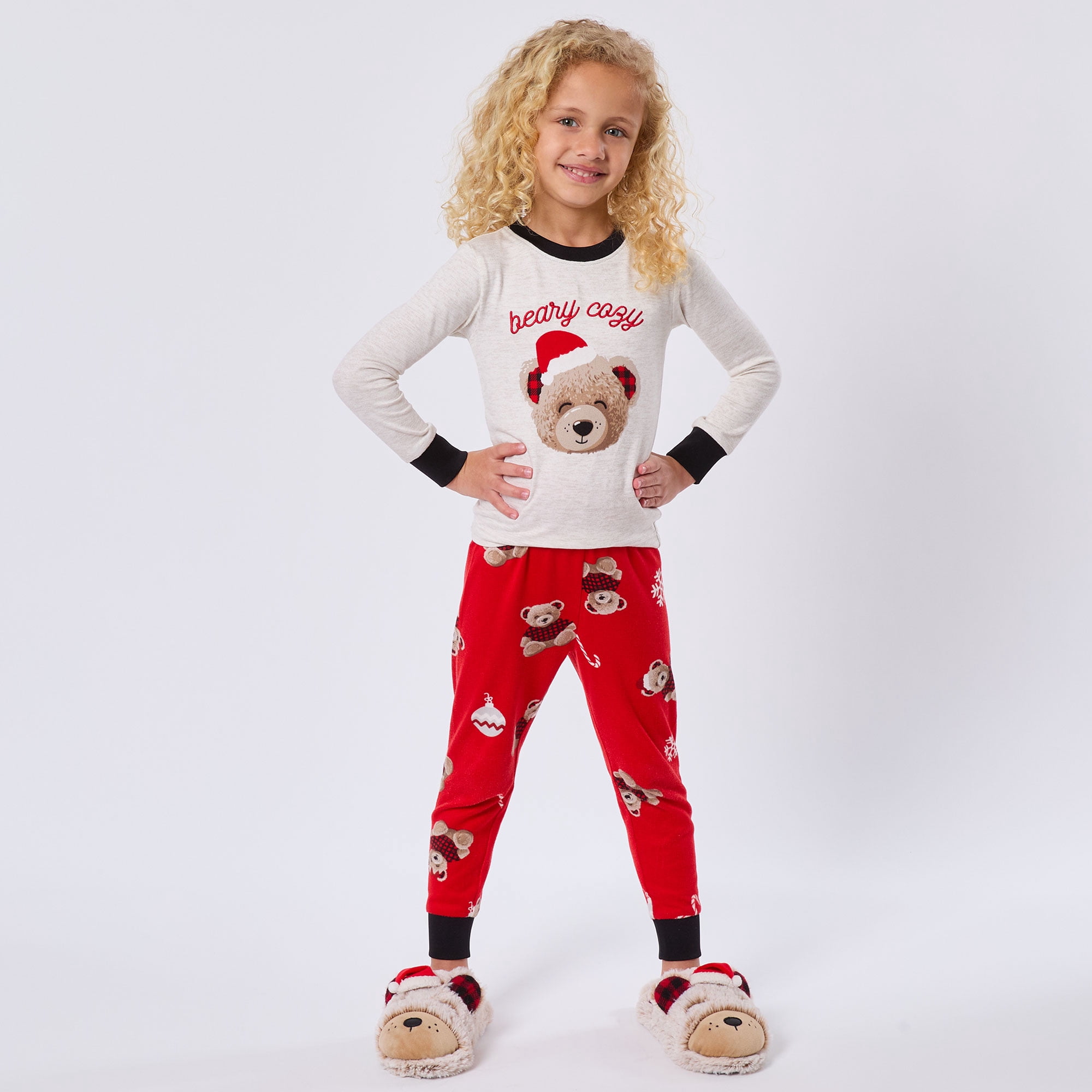 Dearfoams Kids' Matching Family Pajamas Top and Jogger Pants Set, 2-Piece, Sizes 6-12
