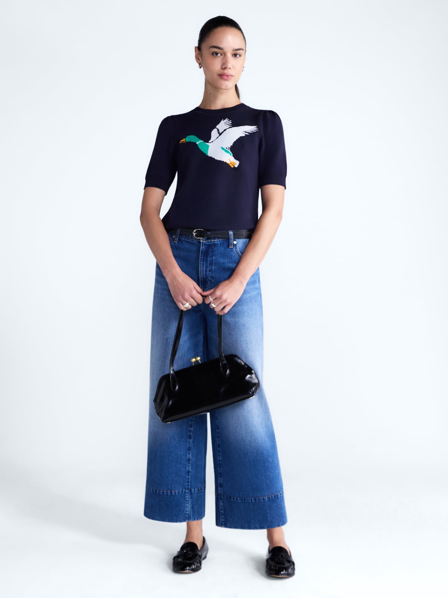 Free Assembly Women's and Women's Plus Crewneck Sweater with Short Puff Sleeves, Sizes XS-4X