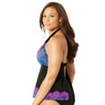 thumbnail image 4 of Swimsuits For All Women's Plus Size Apron Halter Tankini Top 8 Purple Ombre Lace Print, 4 of 5