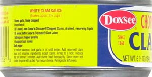 Snows Doxsee Chopped Clams, Wild Caught, Gluten Free, 99% Fat Free, 5g Protein Per Serving, Shelf Stable Can, 6.5 oz