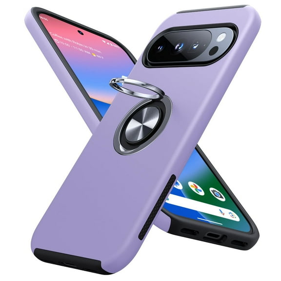 Elehold Rugged Case for Google Pixel 10 Pro XL ,Hybrid Shockproof Durable 2 in 1 Layers Protection PC TPU Kickstand Support Magnetic Car Mount Protective Phone Case,Purple