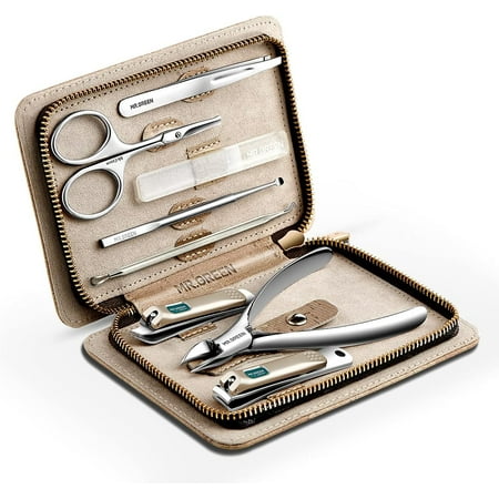 Manicure Sets Pedicure Kits Stainless Steel Nail Clipper Personal Care Tools with PU Leather Case (Green)