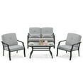 thumbnail image 1 of Gymax 4PCS Furniture Set Outdoor Conversation Sofa w/ Tempered Glass Coffee Table Patio, 1 of 4