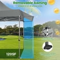 thumbnail image 6 of HOTEEL 10x10 ft Canopy with Extended Awning, Heavy Duty EZ Pop up Folding Canopy Tent with Roller Bag, Rainproof&Sunproof Awning Gazebo Shelter for Party Events, Market, Vendor, Gray, 6 of 8