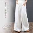 thumbnail image 4 of Pantalones holgados de lino y algodón de primavera y verano de estilo coreano, de pierna ancha y talle alto, rectos, de lino para mujer, 4 of 6