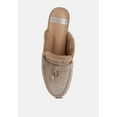 thumbnail image 4 of Bosnia Real Suede Leather  Faux Fur Slip On Mules, 4 of 11