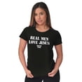 thumbnail image 3 of Real Men Love Jesus Christian Womens Slim Fit Graphic Tee Brisco Brands L, 3 of 5