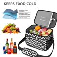 thumbnail image 5 of Black and White Wavy Checkered Pattern Insulated Lunch Box for Women Men, Medium Leakproof Cooler Bag with Adjustable Strap, 10"x6.7"x8", 5 of 6