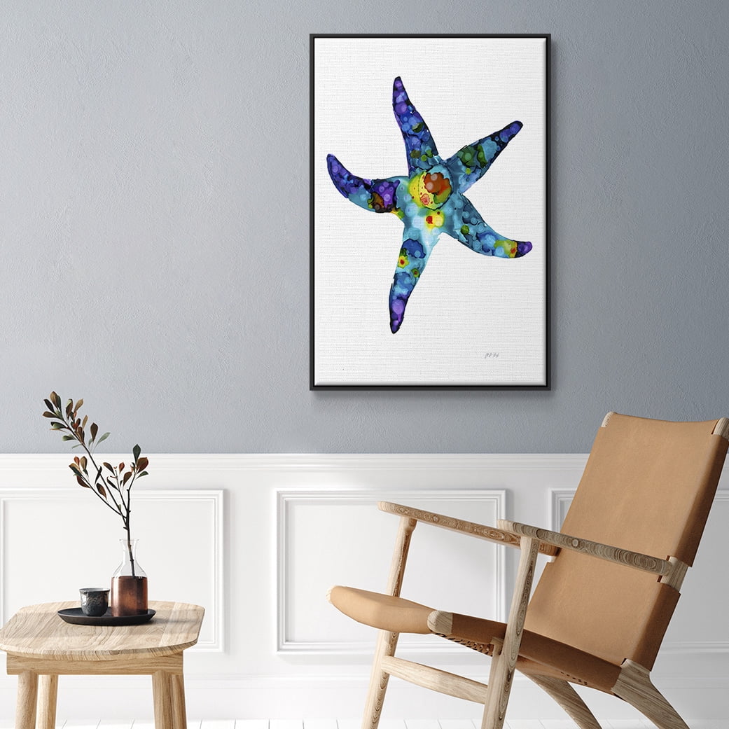 Sea Star Framed Premium Gallery Wrapped Canvas - Ready to Hang - 17 x 25 - Black Floating Frame
