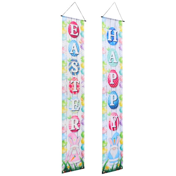 Pancarta de Pascua para fiesta, decoración de puerta, decoraciones de primavera para exteriores, letrero de bienvenida, feliz poliéster