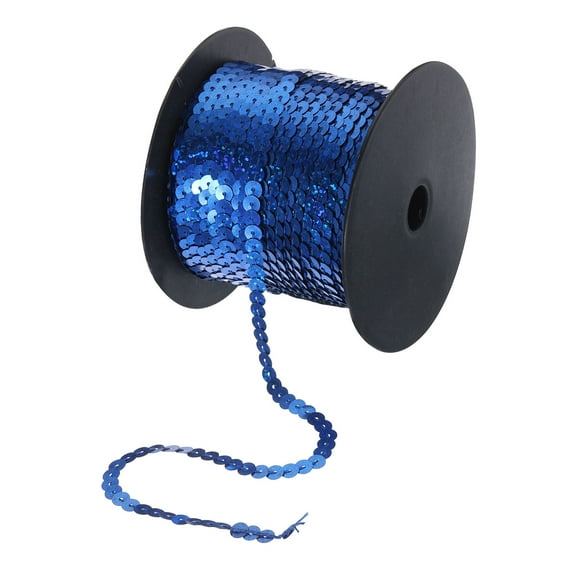 Uxcell 100 Yards x 0.24 Inch Flat Sequin Strip Laser Sequins Fabric Paillette Spangle Sequins Trim Bling Blue