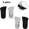 thumbnail image 2 of 2 pares de calcetines de yoga para mujer con empuñaduras, calcetines antideslizantes de cinco dedos para pilates, barra, ballet, fitness MFZFUKR 221559-2, 2 of 8