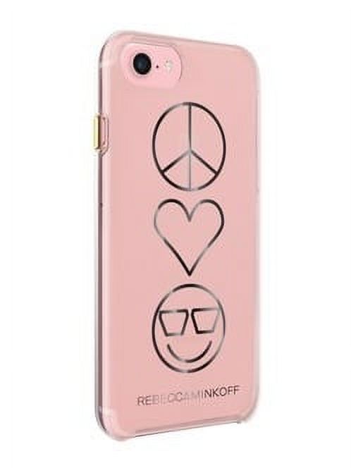 Incipio Rebecca Minkoff Double Up Protection Case - Back cover for cell phone - metallic, Peace, Love, Happiness clear, transparent rose gold, black foil - image 3 of 7