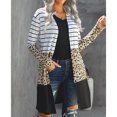 thumbnail image 3 of Mujeres manga larga abierto frente cardigan moda rayas impresión color bloqueo mujeres delgadas otoño cardigans leopardo impresión M, 3 of 6